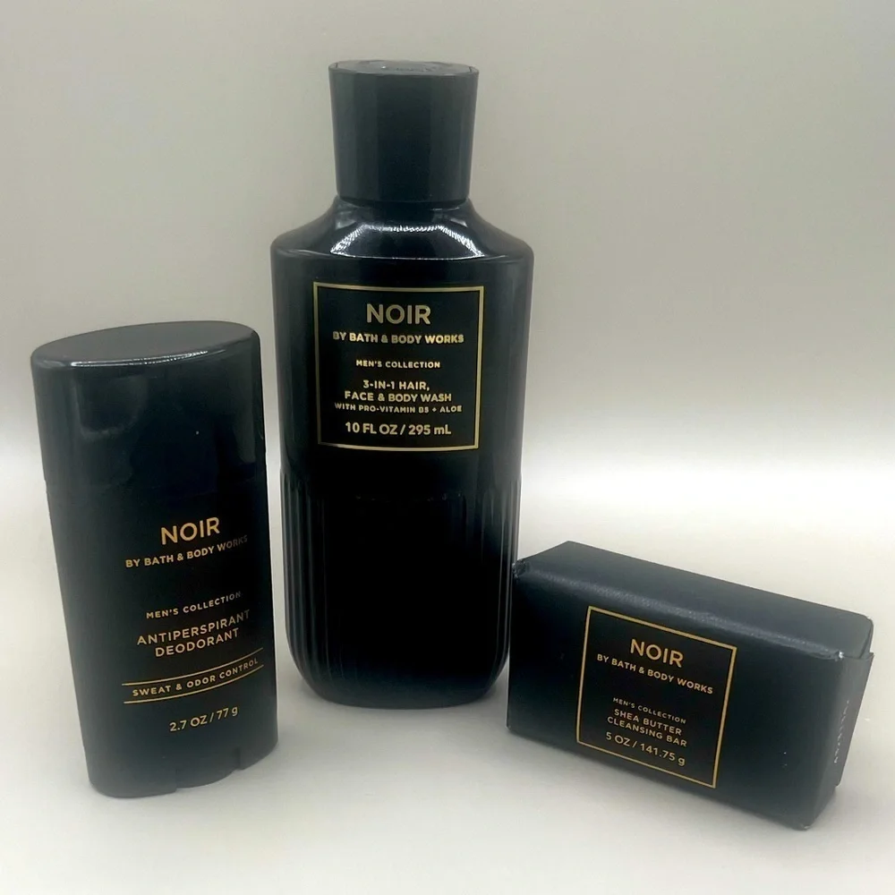 Bath & Body Works NOIR Men’s Collection Set Of 3~ Body Wash, Deodorant, Soap Bar
